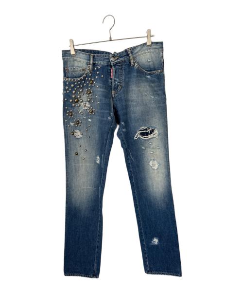DSQUARED2（ディースクエアード）DSQUARED2 (ディースクエアード) ビッグスタッズデニムパンツ インディゴ サイズ:48の古着・服飾アイテム