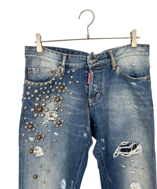 DSQUARED2（ディースクエアード）DSQUARED2 (ディースクエアード) ビッグスタッズデニムパンツ インディゴ サイズ:48の古着・服飾アイテム
