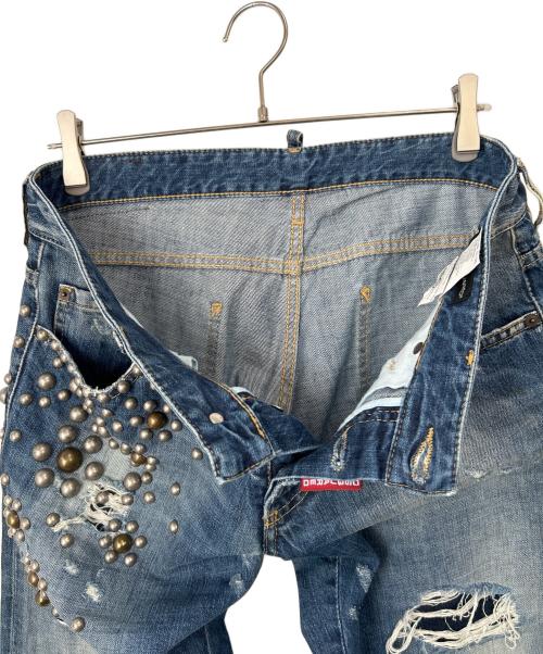 DSQUARED2（ディースクエアード）DSQUARED2 (ディースクエアード) ビッグスタッズデニムパンツ インディゴ サイズ:48の古着・服飾アイテム