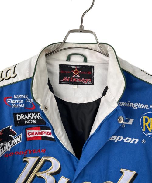 JH Design（ジェイエイチデザイン）JH Design (ジェイエイチデザイン) レーシングジャケット ブルー×ホワイト サイズ:Lの古着・服飾アイテム
