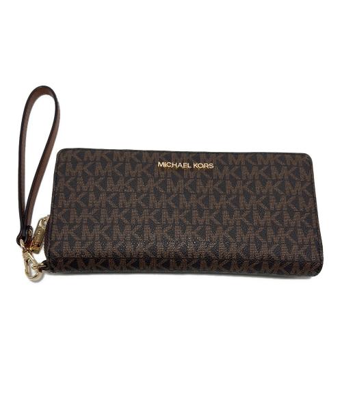 MICHAEL KORS（マイケル・コース）MICHAEL KORS (マイケル・コース) ラウンドファスナー財布 ブラウンの古着・服飾アイテム