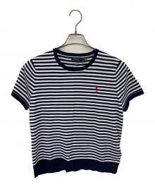 POLO RALPH LAUREN（ポロ・ラルフローレン）の古着「半袖ニット」｜ネイビー×ホワイト