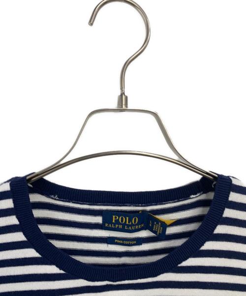 POLO RALPH LAUREN（ポロ・ラルフローレン）POLO RALPH LAUREN (ポロ・ラルフローレン) 半袖ニット ネイビー×ホワイト サイズ:Lの古着・服飾アイテム