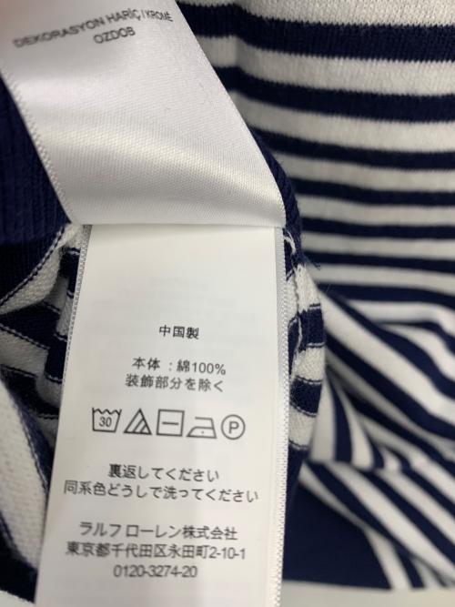 POLO RALPH LAUREN（ポロ・ラルフローレン）POLO RALPH LAUREN (ポロ・ラルフローレン) 半袖ニット ネイビー×ホワイト サイズ:Lの古着・服飾アイテム