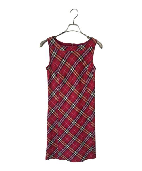 BURBERRY BLUE LABEL（バーバリー ブルー レーベル）BURBERRY BLUE LABEL (バーバリー ブルー レーベル) ノースリーブワンピース レッド サイズ:38の古着・服飾アイテム