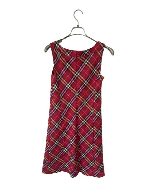 BURBERRY BLUE LABEL（バーバリー ブルー レーベル）BURBERRY BLUE LABEL (バーバリー ブルー レーベル) ノースリーブワンピース レッド サイズ:38の古着・服飾アイテム