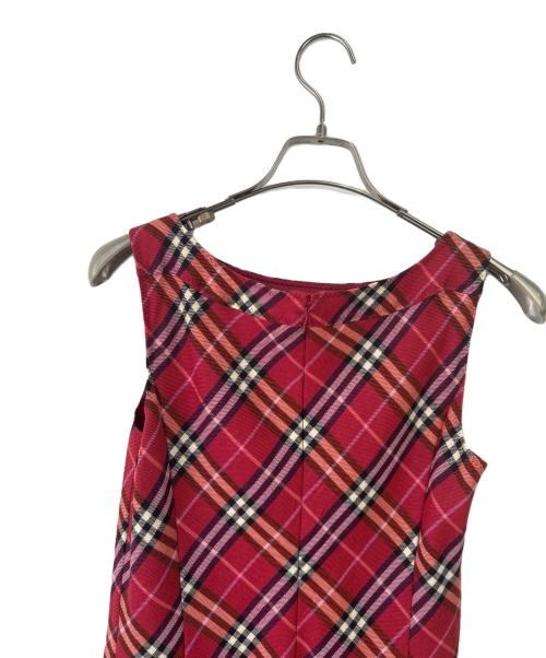 BURBERRY BLUE LABEL（バーバリー ブルー レーベル）BURBERRY BLUE LABEL (バーバリー ブルー レーベル) ノースリーブワンピース レッド サイズ:38の古着・服飾アイテム