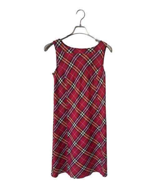 BURBERRY BLUE LABEL（バーバリー ブルー レーベル）BURBERRY BLUE LABEL (バーバリー ブルー レーベル) ノースリーブワンピース レッド サイズ:38の古着・服飾アイテム