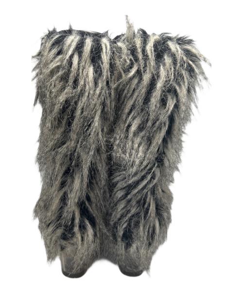 CHANEL（シャネル）CHANEL (シャネル) ファンタジーファーブーツ ブラック×グレー サイズ:38の古着・服飾アイテム