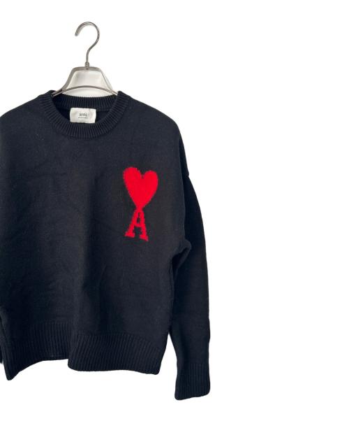 AMI Alexandre Mattiussi（アミアレクサンドルマテュッシ）AMI Alexandre Mattiussi (アミアレクサンドルマテュッシ) 厚手ニット ブラック×レッド サイズ:Sの古着・服飾アイテム