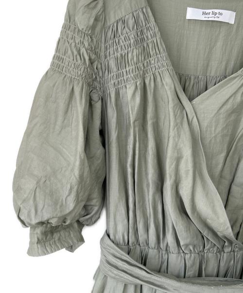 HER LIP TO（ハーリップトゥ）HER LIP TO (ハーリップトゥ) 半袖ワンピース グリーン系 サイズ:Sの古着・服飾アイテム