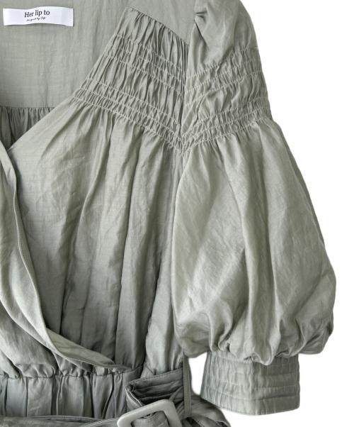 HER LIP TO（ハーリップトゥ）HER LIP TO (ハーリップトゥ) 半袖ワンピース グリーン系 サイズ:Sの古着・服飾アイテム