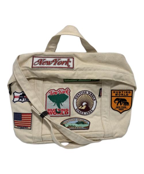 HUNTING WORLD（ハンティングワールド）HUNTING WORLD (ハンティングワールド) ワッペンデニムショルダーバッグ アイボリーの古着・服飾アイテム