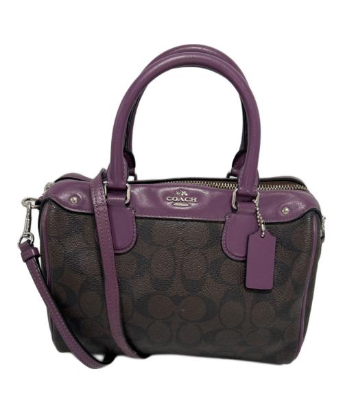 COACH（コーチ）COACH (コーチ) 2WAYショルダーバッグ ブラウン×パープルの古着・服飾アイテム