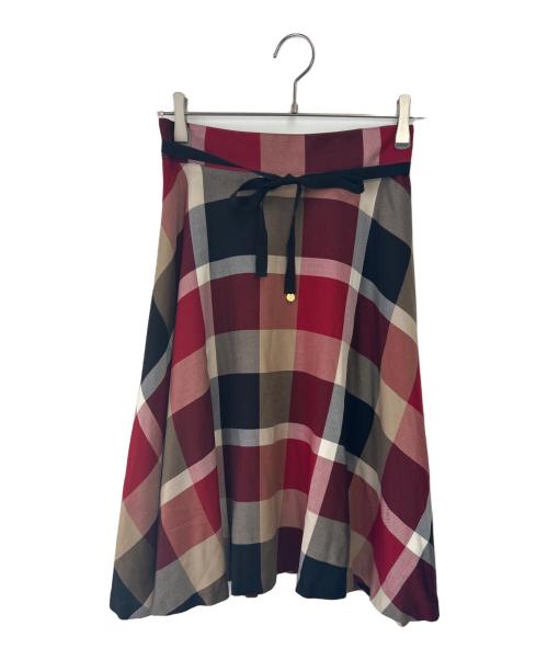 BLUE LABEL CRESTBRIDGE（ブルーレーベルクレストブリッジ）BLUE LABEL CRESTBRIDGE (ブルーレーベルクレストブリッジ) フレアスカート レッド サイズ:40の古着・服飾アイテム