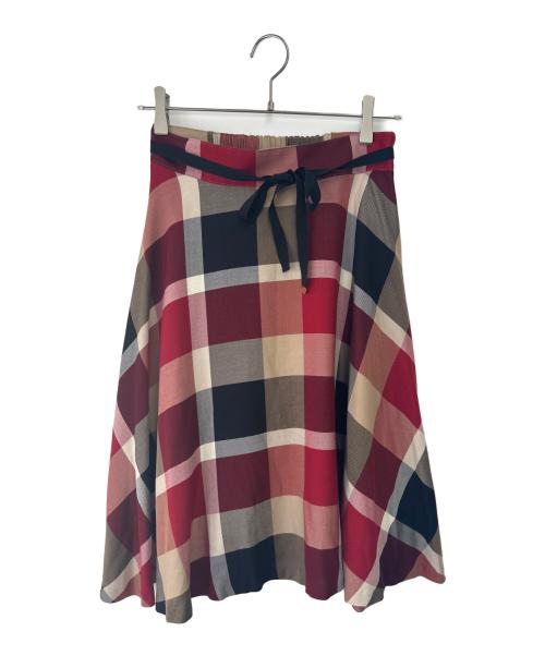 BLUE LABEL CRESTBRIDGE（ブルーレーベルクレストブリッジ）BLUE LABEL CRESTBRIDGE (ブルーレーベルクレストブリッジ) フレアスカート レッド サイズ:40の古着・服飾アイテム