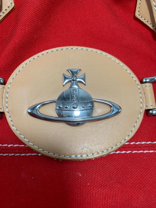 Vivienne Westwood（ヴィヴィアンウエストウッド）Vivienne Westwood (ヴィヴィアンウエストウッド) ハンドバッグ レッド×ベージュの古着・服飾アイテム