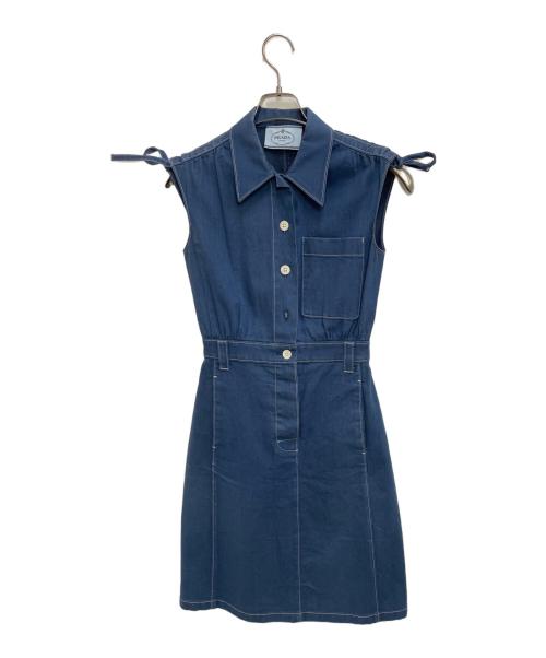 PRADA（プラダ）PRADA (プラダ) ノースリーブワンピース ブルー サイズ:38の古着・服飾アイテム