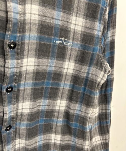 STONE ISLAND（ストーンアイランド）STONE ISLAND (ストーンアイランド) 長袖シャツ ブルー×グレー サイズ:Mの古着・服飾アイテム