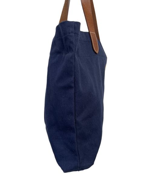 POLO RALPH LAUREN（ポロ・ラルフローレン）POLO RALPH LAUREN (ポロ・ラルフローレン) レザーハンドルトートバッグ ネイビー×ブラウンの古着・服飾アイテム