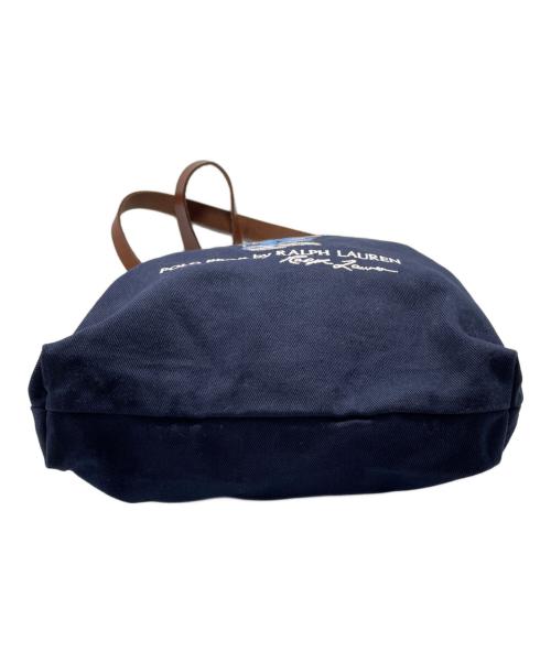 POLO RALPH LAUREN（ポロ・ラルフローレン）POLO RALPH LAUREN (ポロ・ラルフローレン) レザーハンドルトートバッグ ネイビー×ブラウンの古着・服飾アイテム