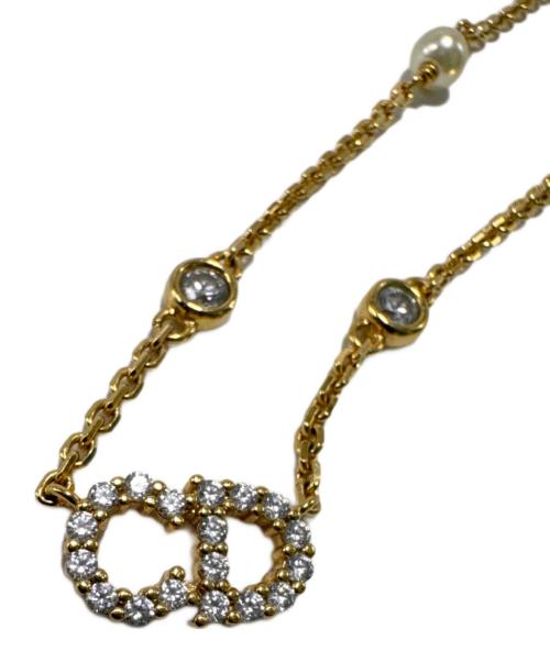 Christian Dior（クリスチャン ディオール）Christian Dior (クリスチャン ディオール) ラインストーンネックレス ゴールドの古着・服飾アイテム