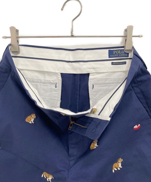 POLO RALPH LAUREN（ポロ・ラルフローレン）POLO RALPH LAUREN (ポロ・ラルフローレン) 犬刺繍ハーフパンツ ネイビー サイズ:30の古着・服飾アイテム