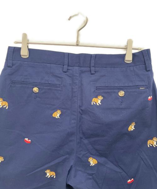 POLO RALPH LAUREN（ポロ・ラルフローレン）POLO RALPH LAUREN (ポロ・ラルフローレン) 犬刺繍ハーフパンツ ネイビー サイズ:30の古着・服飾アイテム
