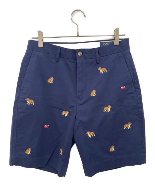 POLO RALPH LAUREN（ポロ・ラルフローレン）POLO RALPH LAUREN (ポロ・ラルフローレン) 犬刺繍ハーフパンツ ネイビー サイズ:30の古着・服飾アイテム