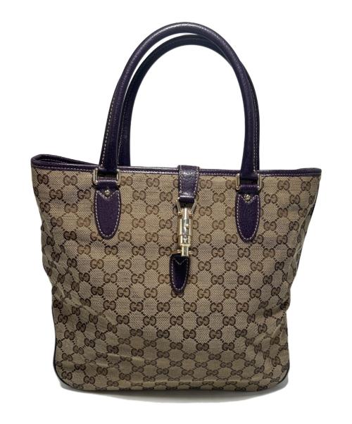 GUCCI（グッチ）GUCCI (グッチ) トートバッグ パープル×ベージュの古着・服飾アイテム