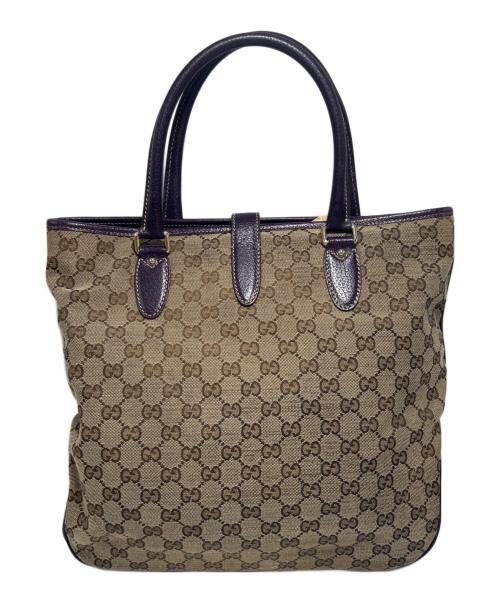 GUCCI（グッチ）GUCCI (グッチ) トートバッグ パープル×ベージュの古着・服飾アイテム