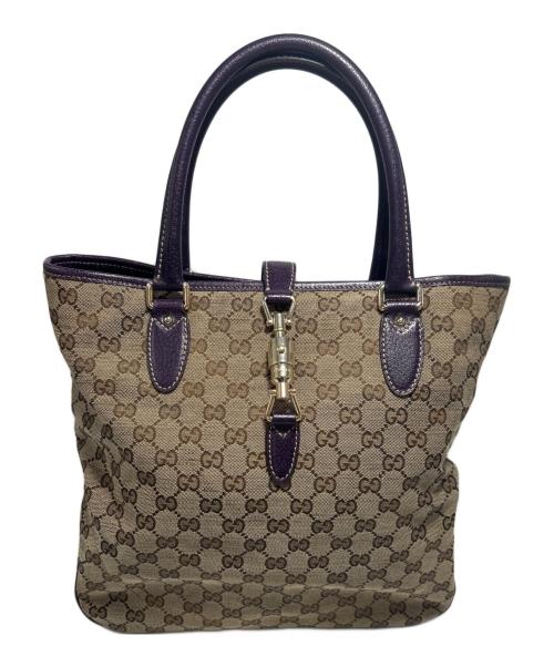 GUCCI（グッチ）GUCCI (グッチ) トートバッグ パープル×ベージュの古着・服飾アイテム