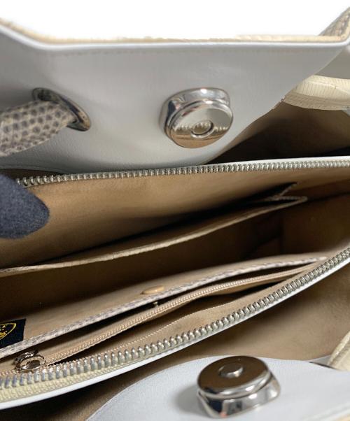 -（-）- ((-)) レザーハンドバッグ ベージュの古着・服飾アイテム