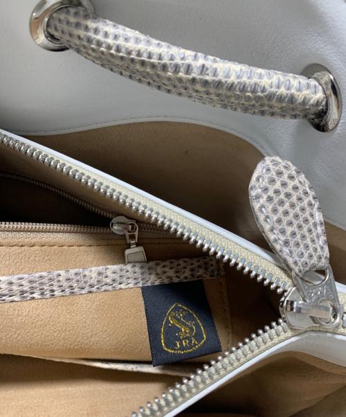 -（-）- ((-)) レザーハンドバッグ ベージュの古着・服飾アイテム