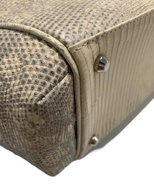 -（-）- ((-)) レザーハンドバッグ ベージュの古着・服飾アイテム