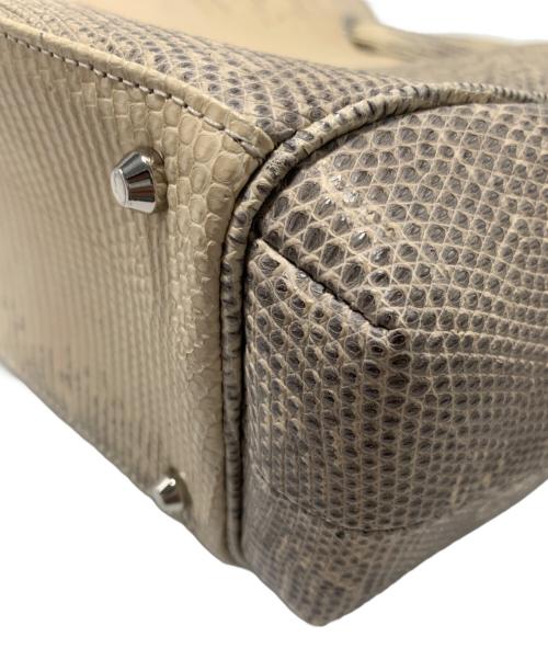 -（-）- ((-)) レザーハンドバッグ ベージュの古着・服飾アイテム