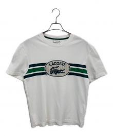 LACOSTE（ラコステ）の古着「モノグラムオーバルロゴプリントTシャツ」｜ホワイト×グリーン