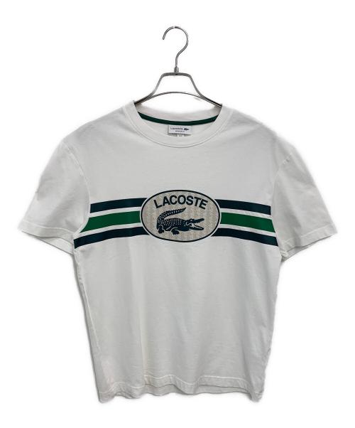 LACOSTE（ラコステ）LACOSTE (ラコステ) モノグラムオーバルロゴプリントTシャツ ホワイト×グリーン サイズ:SIZE 3の古着・服飾アイテム