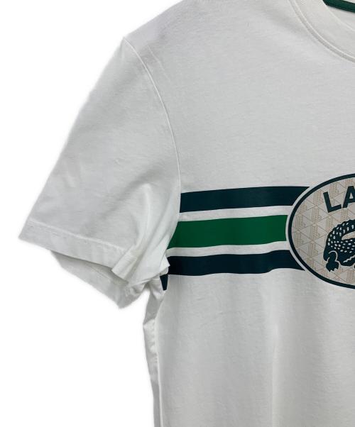 LACOSTE（ラコステ）LACOSTE (ラコステ) モノグラムオーバルロゴプリントTシャツ ホワイト×グリーン サイズ:SIZE 3の古着・服飾アイテム