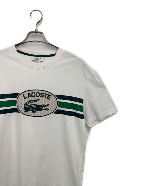 LACOSTE（ラコステ）LACOSTE (ラコステ) モノグラムオーバルロゴプリントTシャツ ホワイト×グリーン サイズ:SIZE 3の古着・服飾アイテム