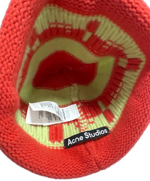 Acne studios（アクネ ストゥディオズ）Acne studios (アクネ ストゥディオズ) ニット帽 オレンジ×グリーン サイズ:One SIZE （56cm）の古着・服飾アイテム