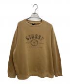stussyステューシー）の古着「カレッジロゴ 裏起毛スウェット」｜ブラウン