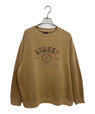 old Stussy ブラウン Vネック トレーナー Lサイズ 中古・古着通販】stussy (ステューシー) カレッジロゴ 裏起毛
