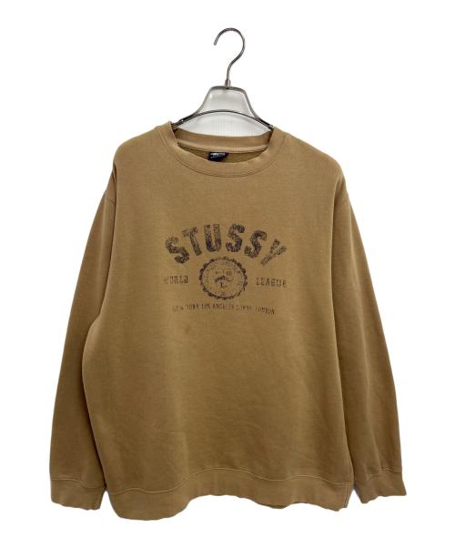 stussy（ステューシー）stussy (ステューシー) カレッジロゴ 裏起毛スウェット ブラウン サイズ:Mの古着・服飾アイテム