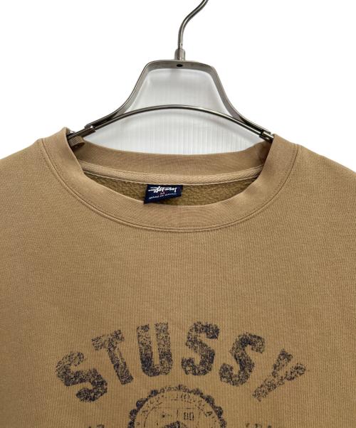stussy（ステューシー）stussy (ステューシー) カレッジロゴ 裏起毛スウェット ブラウン サイズ:Mの古着・服飾アイテム