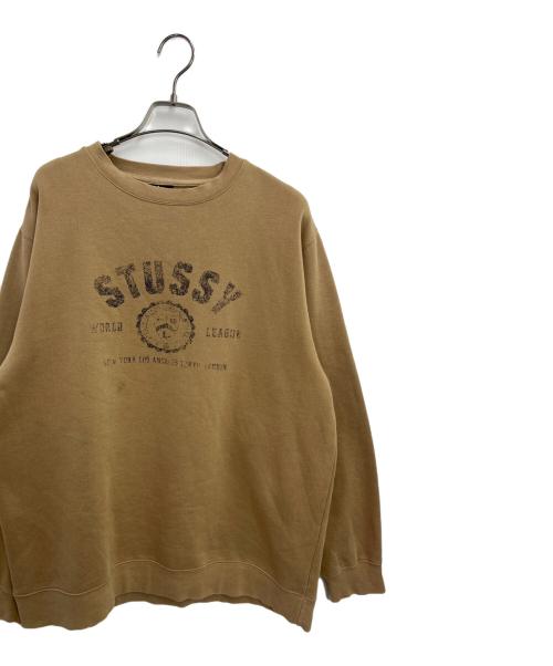 stussy（ステューシー）stussy (ステューシー) カレッジロゴ 裏起毛スウェット ブラウン サイズ:Mの古着・服飾アイテム