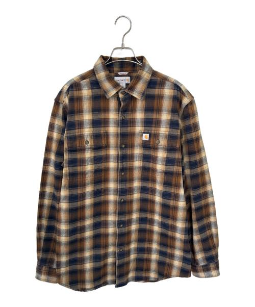 CarHartt（カーハート）CarHartt (カーハート) 長袖シャツ ブラウン×ブラック サイズ:Mの古着・服飾アイテム