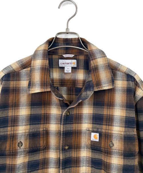CarHartt（カーハート）CarHartt (カーハート) 長袖シャツ ブラウン×ブラック サイズ:Mの古着・服飾アイテム