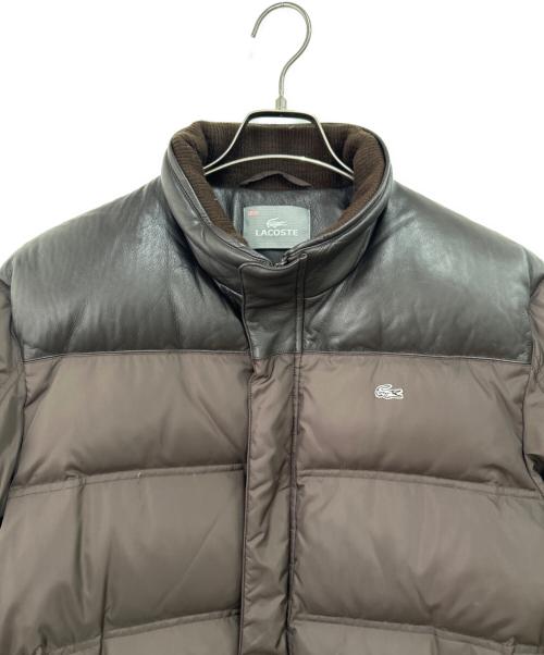 LACOSTE（ラコステ）LACOSTE (ラコステ) レザー切替ダウンジャケット ブラウン サイズ:50の古着・服飾アイテム