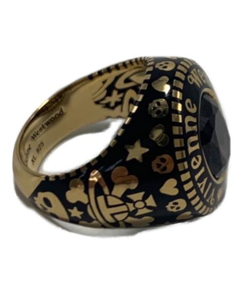 Vivienne Westwood（ヴィヴィアンウエストウッド）Vivienne Westwood (ヴィヴィアンウエストウッド) カレッジリング ゴールド×ブラック サイズ:SIZE XL（18号）の古着・服飾アイテム